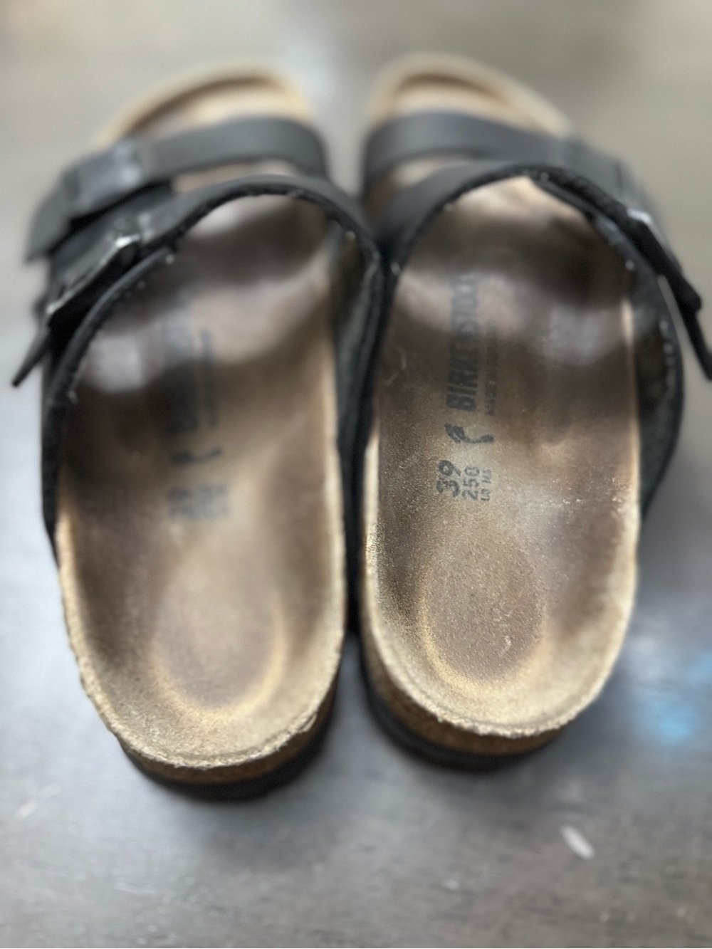 Birkenstock Black Double-Buckle Cork Footbed Sandals size  w8 - Picture 10 of 15